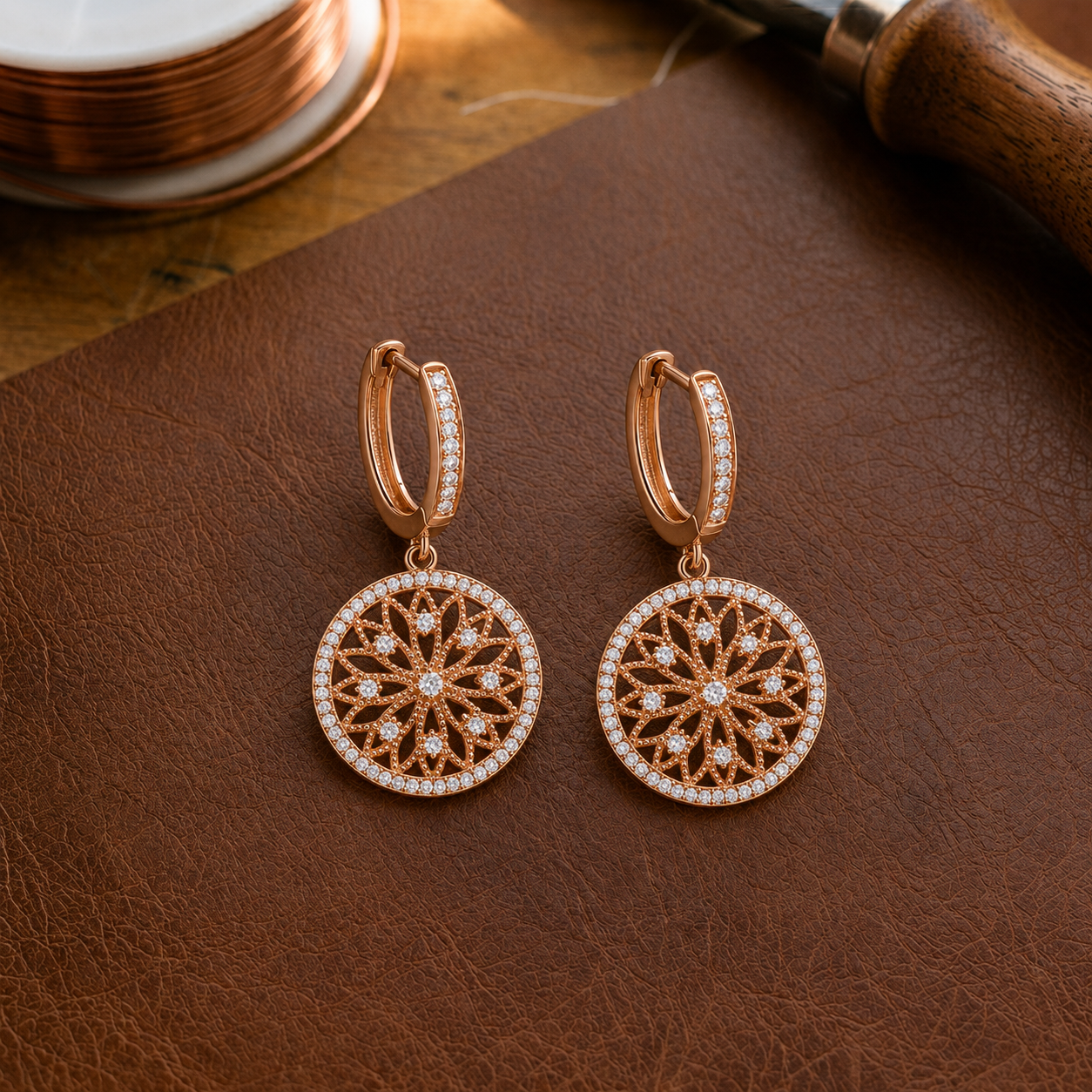 Helen's Mandala Copper Earrings