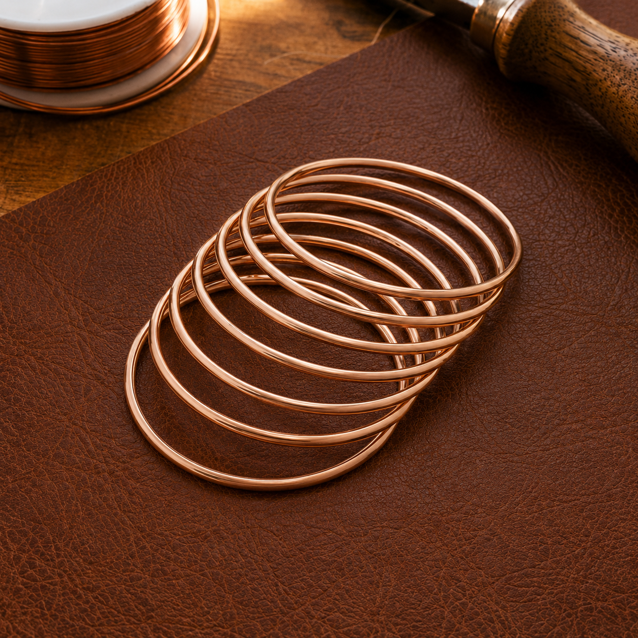 Helen's Plain Copper Bangle Set
