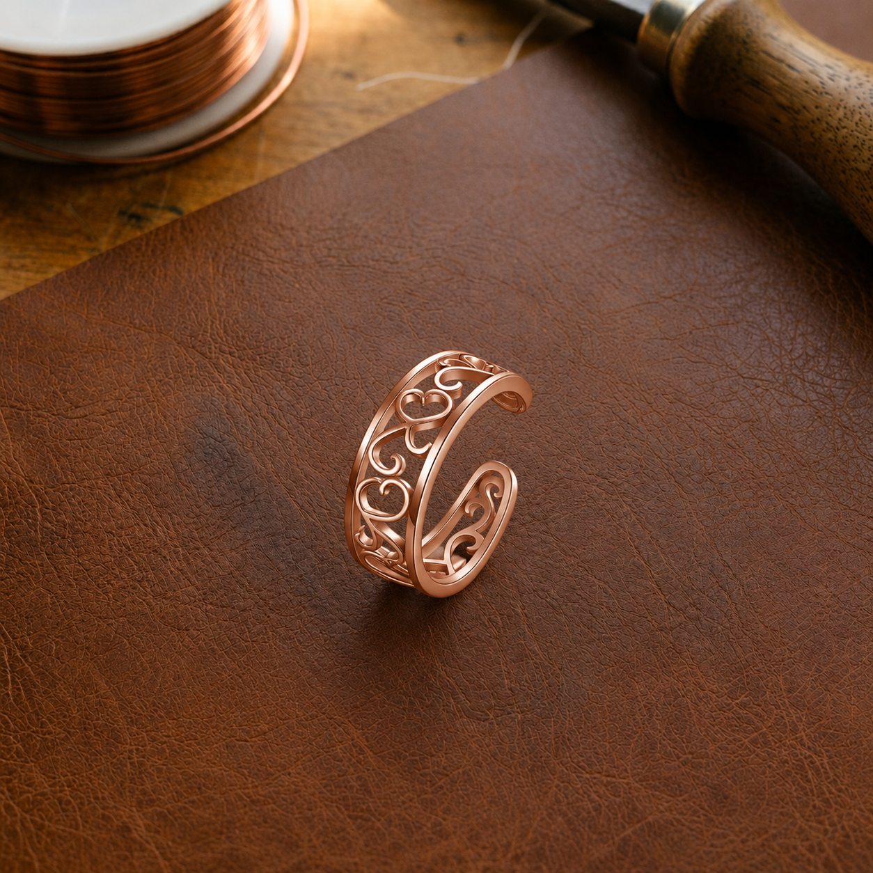 Helen's Scroll Copper Toe Ring