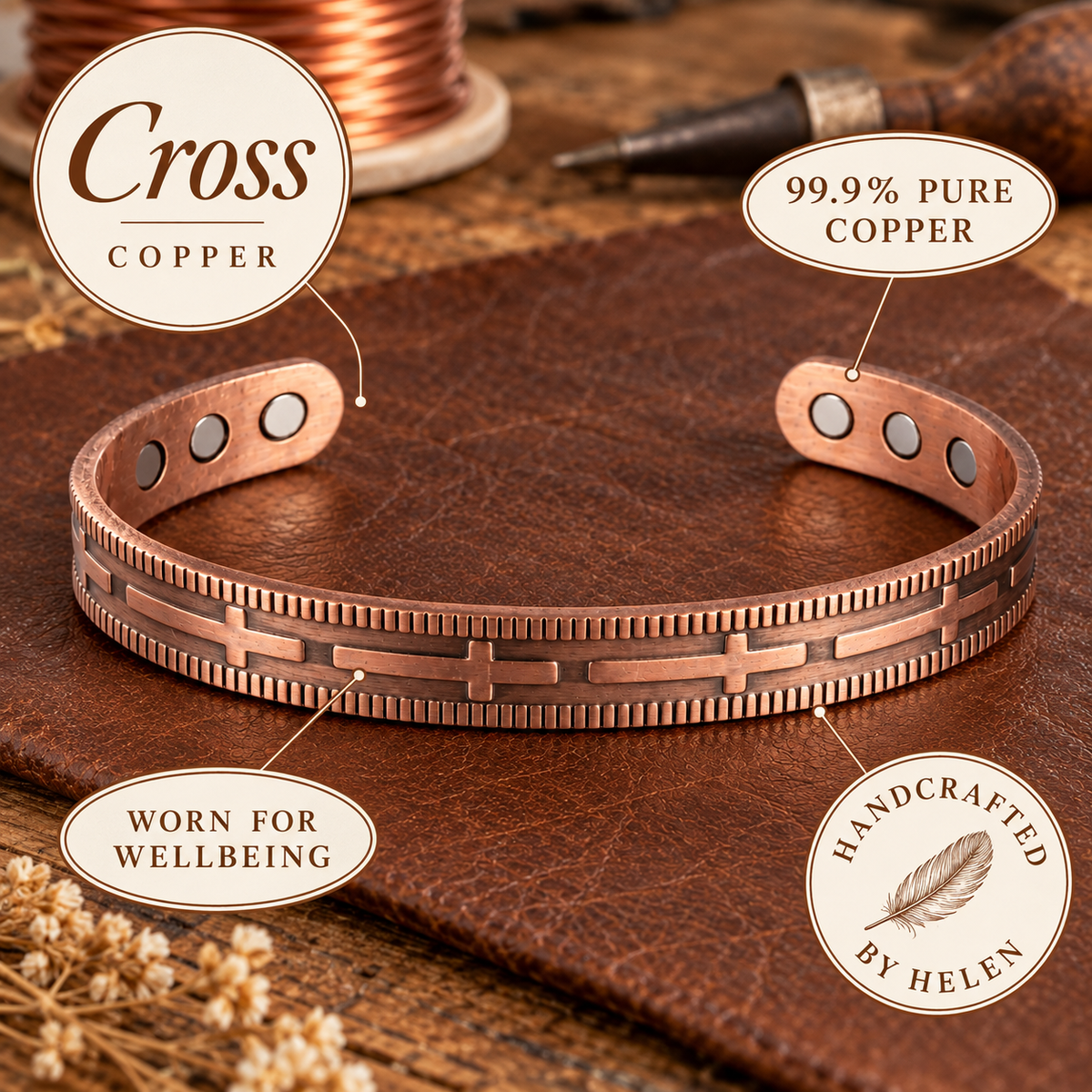 Helen's Cross Copper Bracelet