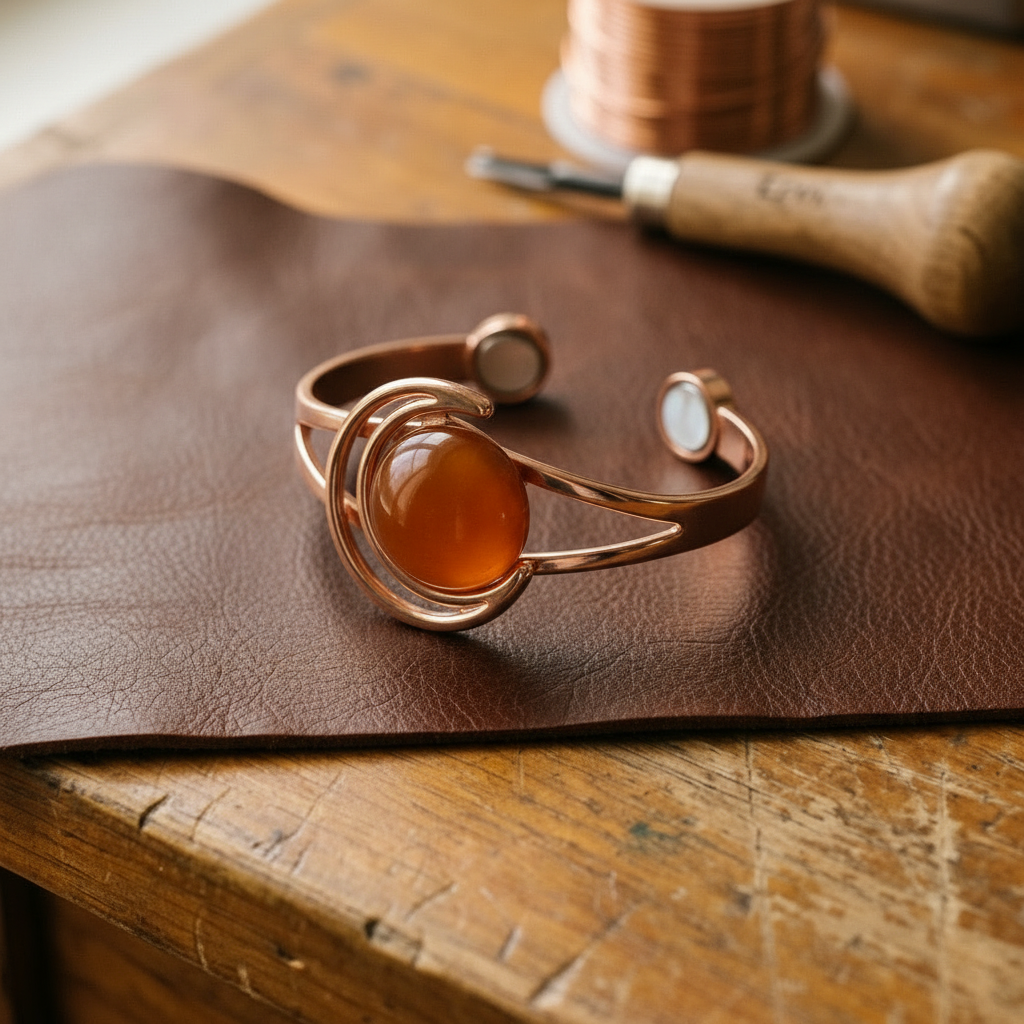 Helen's Sphere Orange Copper Bracelet