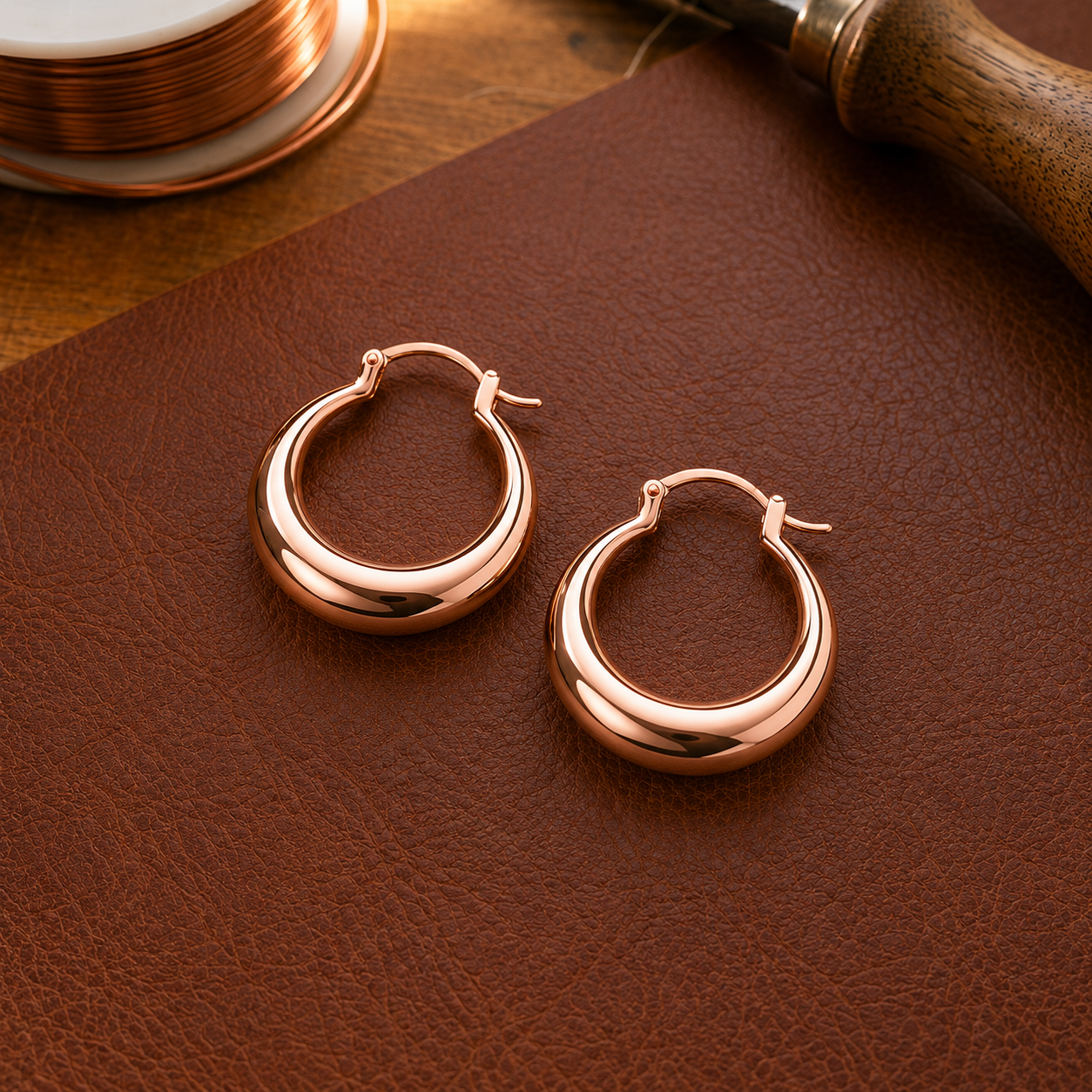 Helen's Hoop Copper Earrings