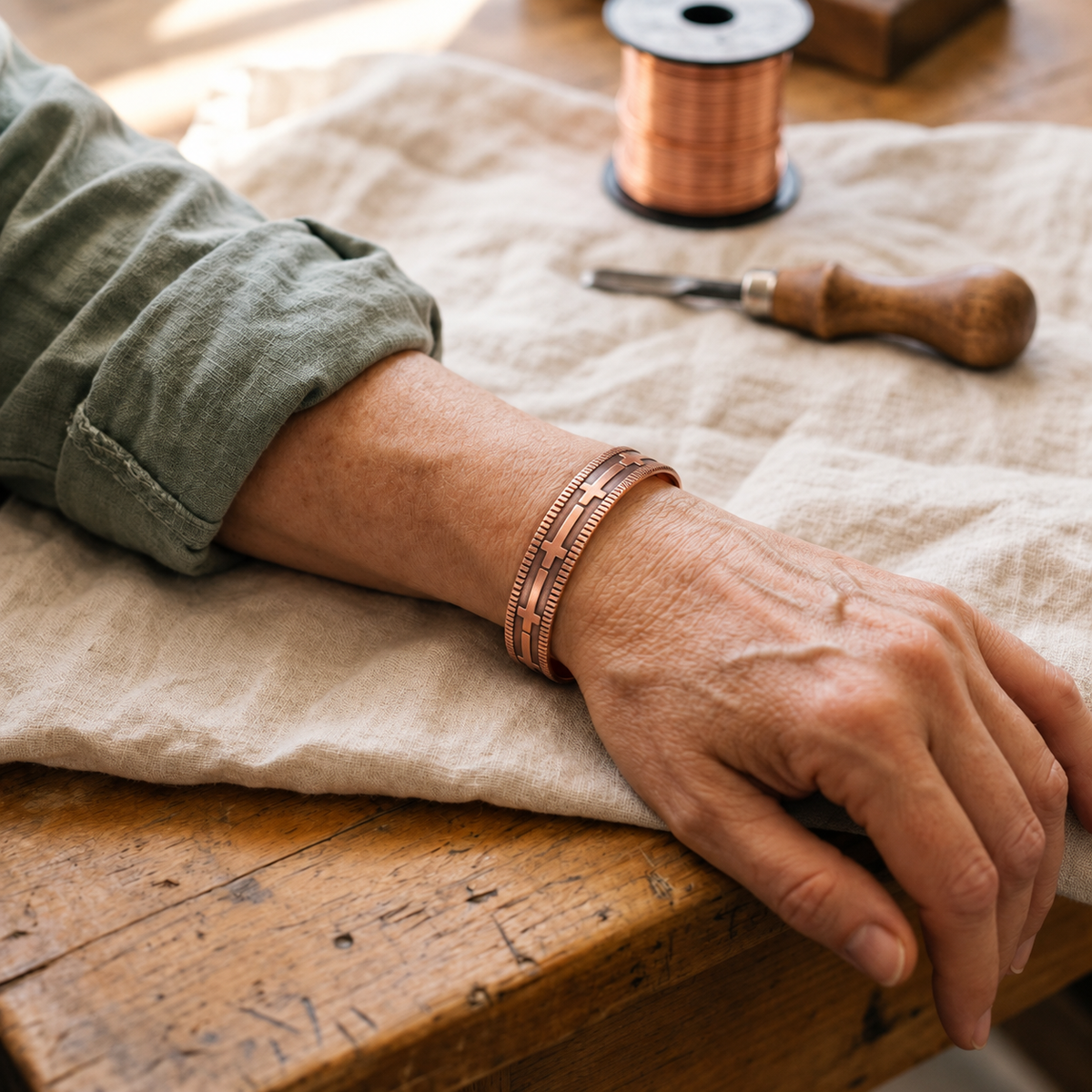 Helen's Cross Copper Bracelet