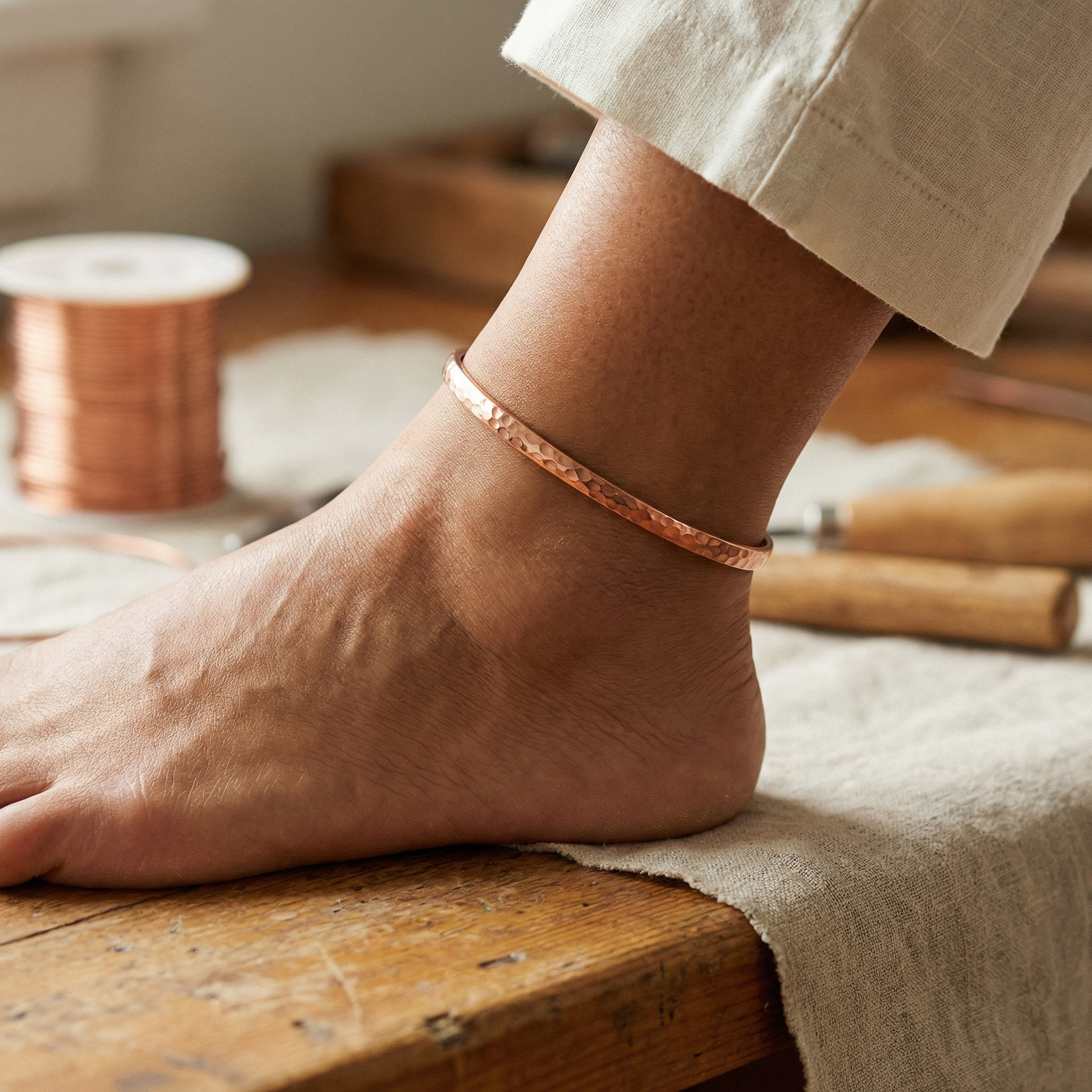 Helen's Sand Copper Anklet