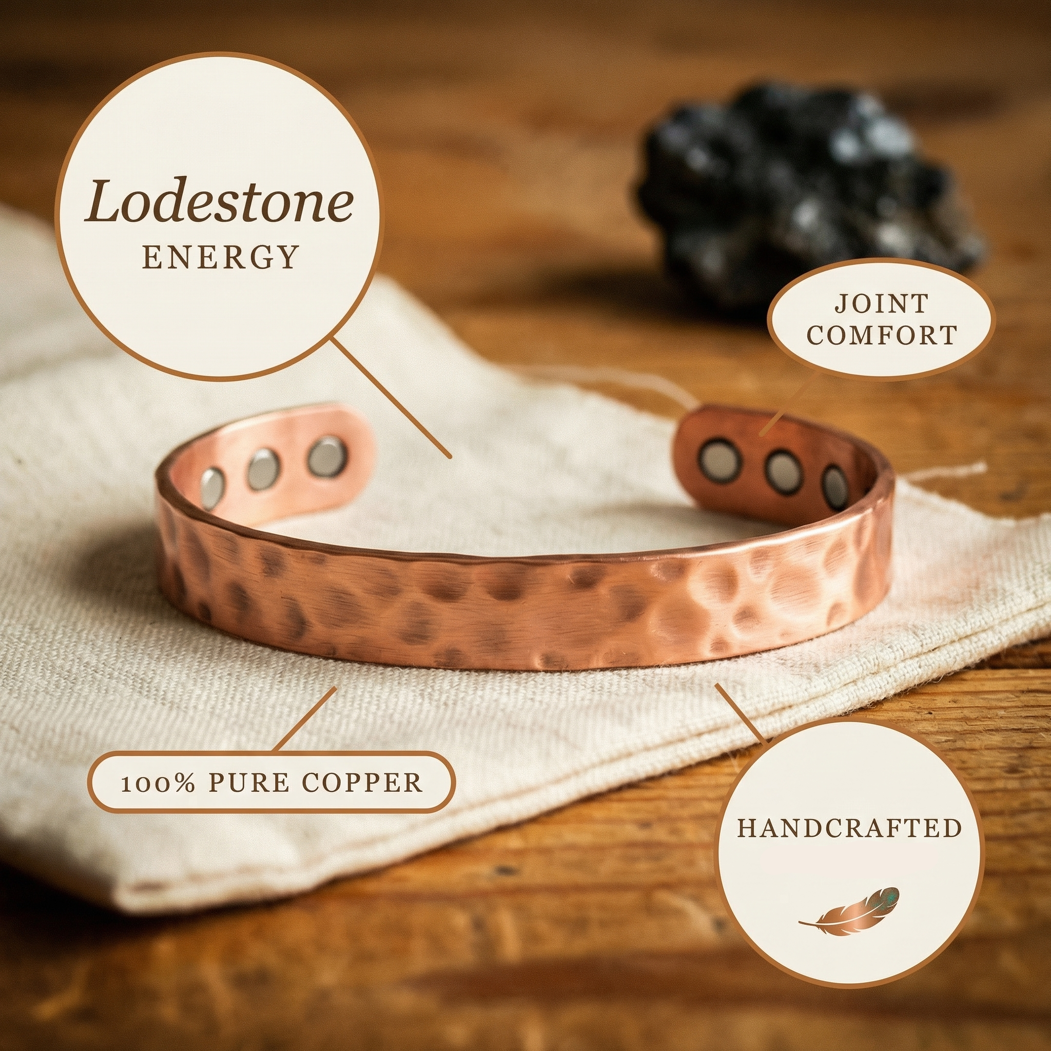 Helen's Lodestone Copper Bracelet